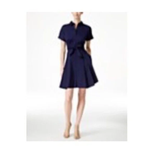 CeCe | Dresses | Cece Womens Belted Shirt Dress In Navysize 8 | Poshmark